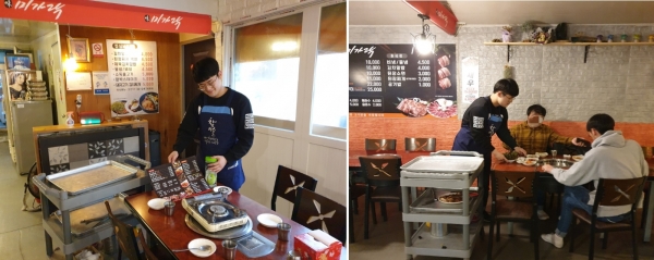 춘천시 교동에 위치한 ‘미가락’ 음식점에서 아르바이트 중인 이모씨.